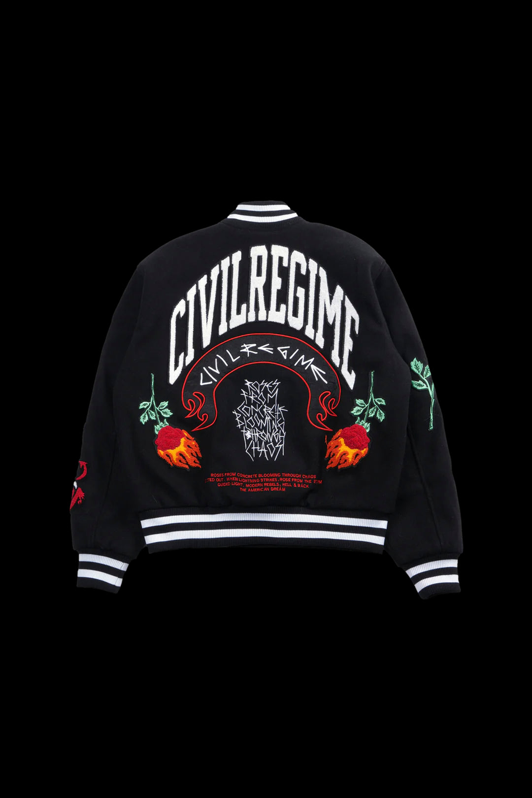Flames V2 Varsity Jacket in Black