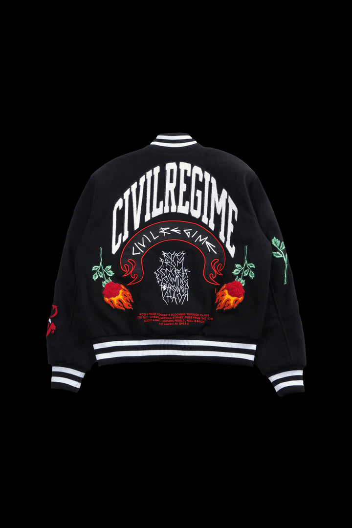 Flames V2 Varsity Jacket in Black