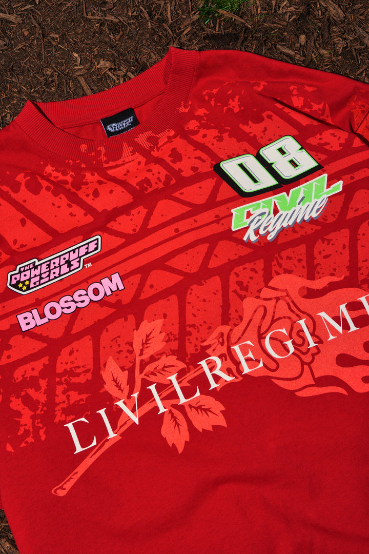 Legend Of Blossom "Side By Side" 199X Oversized Tee in Equestrian Red