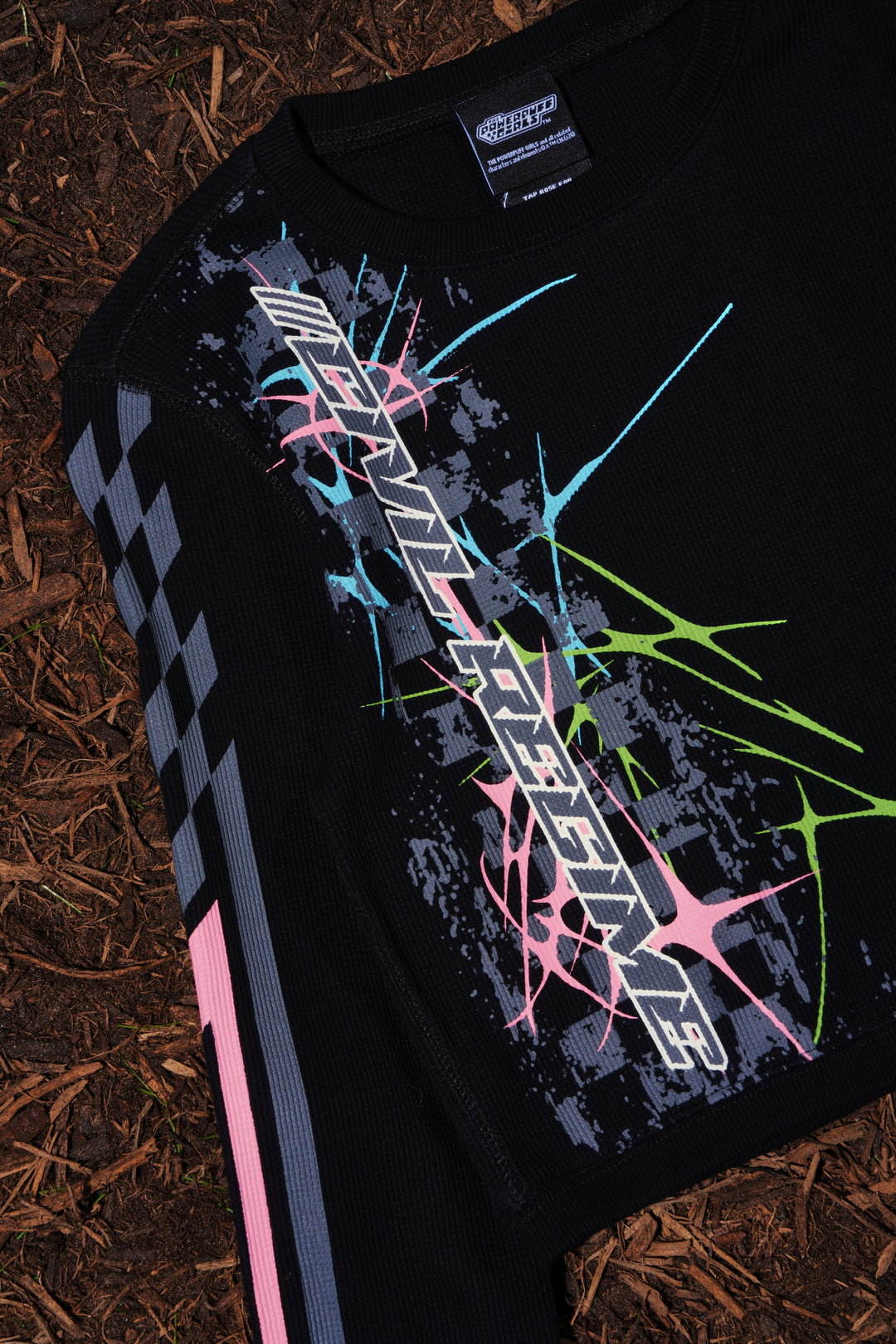 Night Patrol Crop L/S Waffle Thermal in Black