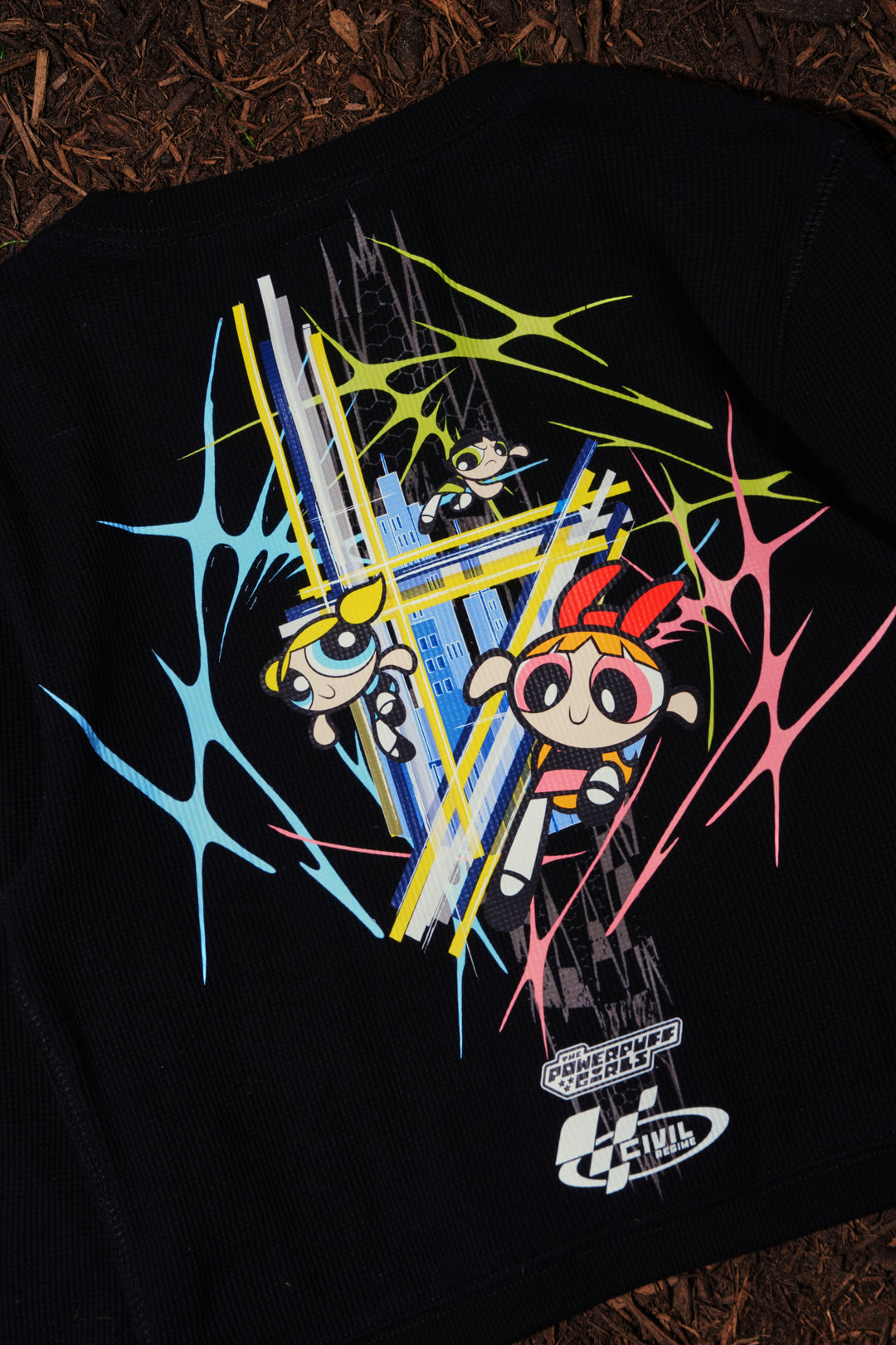 Night Patrol Crop L/S Waffle Thermal in Black