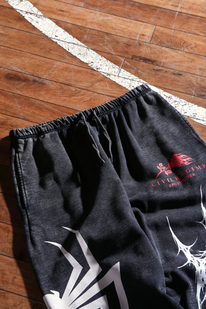 Web Sling Chaos Lounger Sweat Pants in Vintage Black