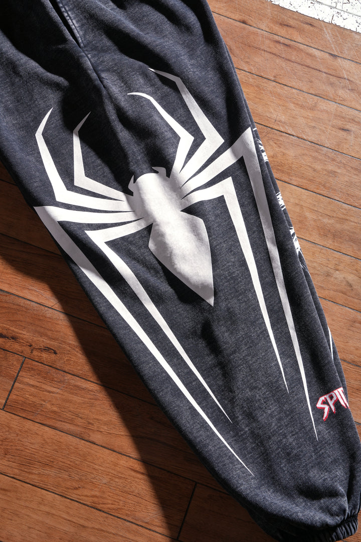 Web Sling Chaos Lounger Sweat Pants in Vintage Black