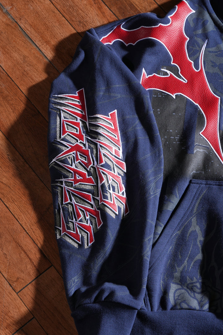 Miles Morales Full Zip Up Hoodie in Slate Blue