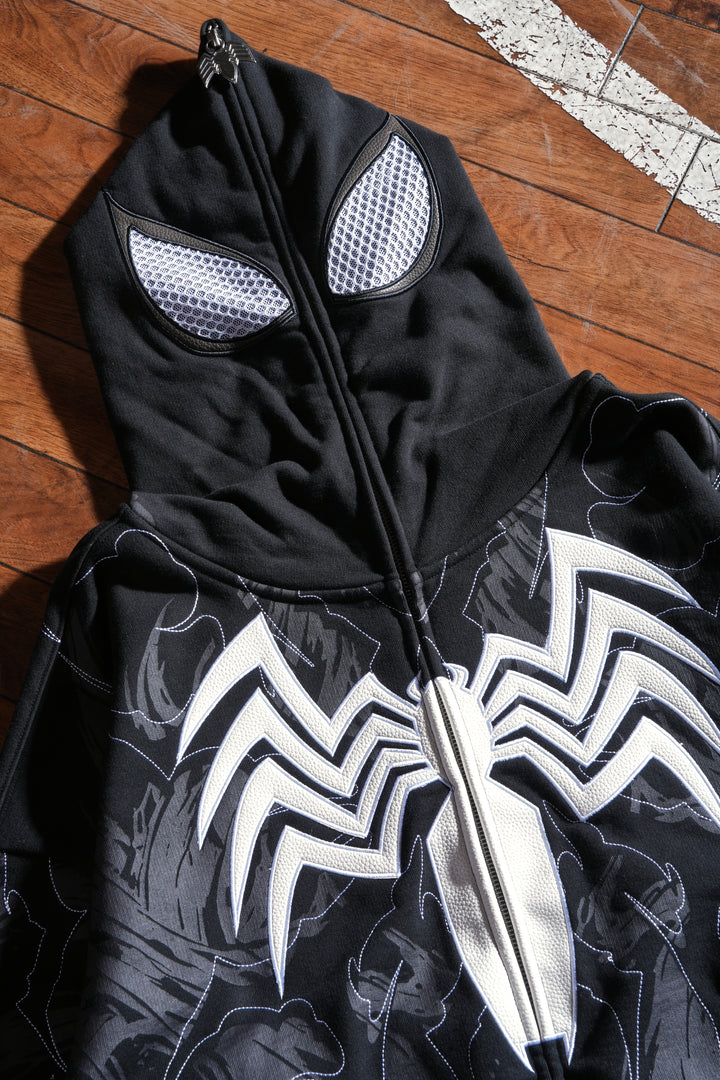 Symbiote Surge Full Zip Up Hoodie in Black