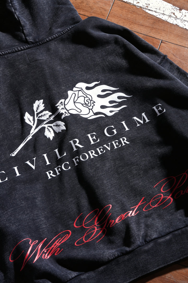 Web Sling Civil Zip Up Hoodie in Vintage Black