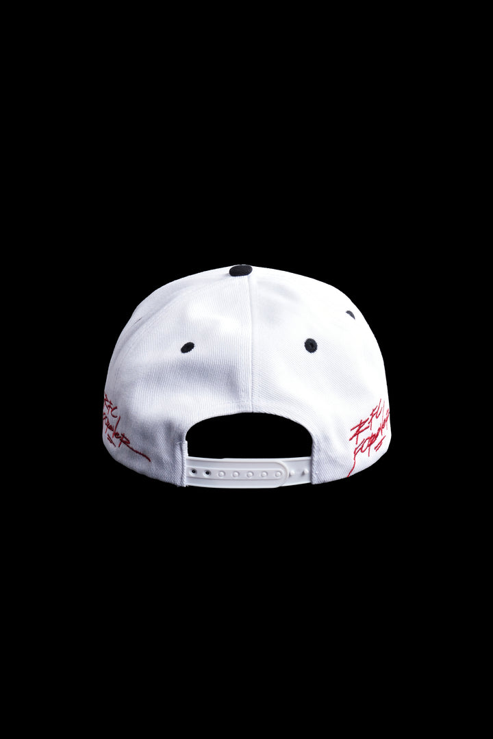 Airhead 5 Panel Strapback Hat in White/Black