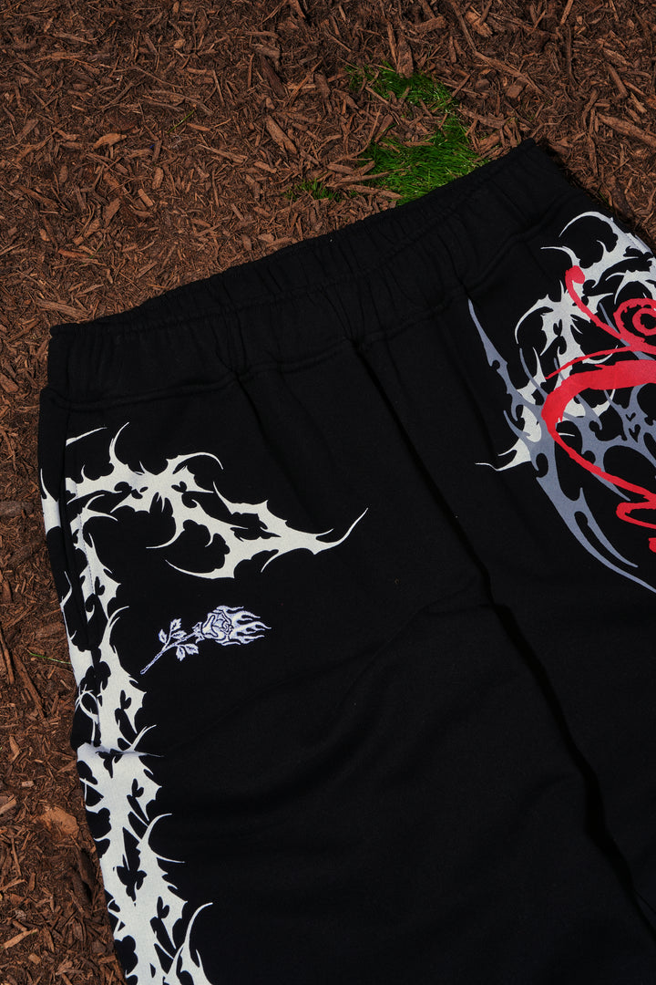 Letter To You Lowrise Wide Leg Pants in Black/Red