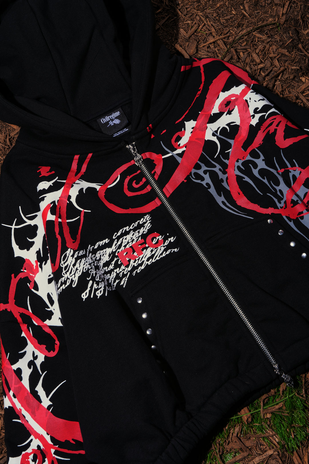 Letter To You Ultra Crop Zip Up Hoodie in Black/Red