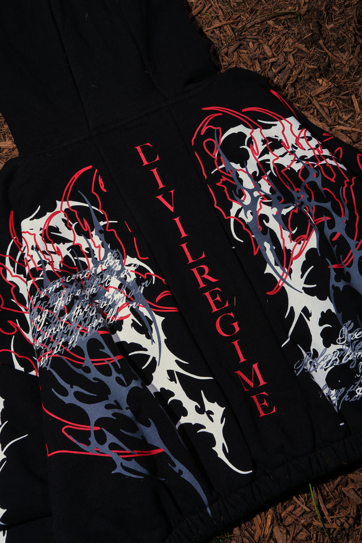 Letter To You Ultra Crop Zip Up Hoodie in Black/Red