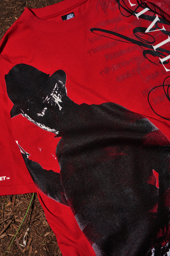 Dream Demon "Side By Side" 199X Oversized Tee in Equestrian Red