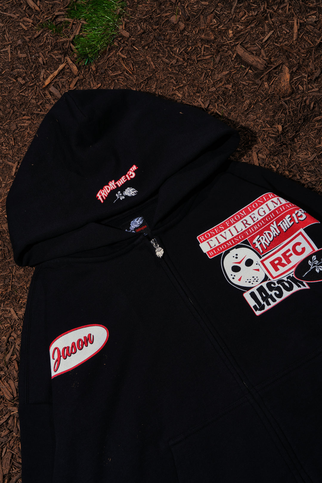 Eyes On The Scene Outliers Distressed Zip Up Hoodie in Black