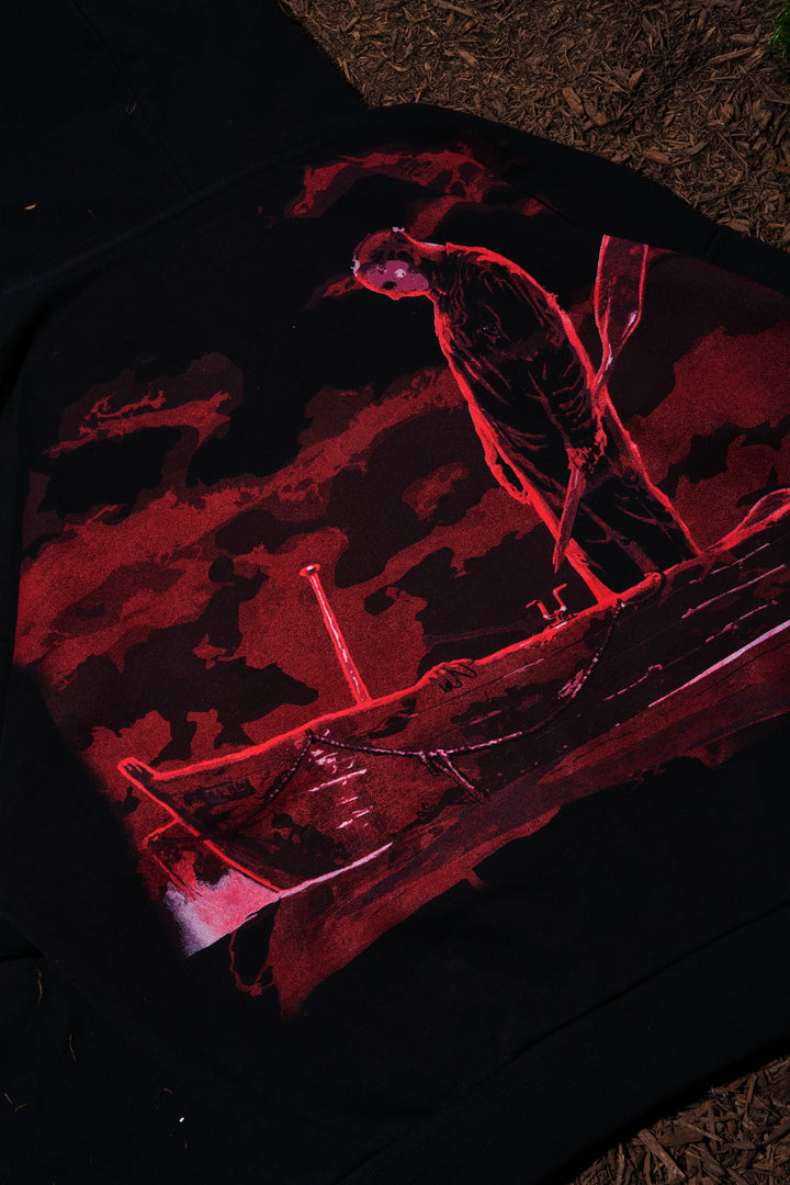 Eyes On The Scene Outliers Distressed Zip Up Hoodie in Black