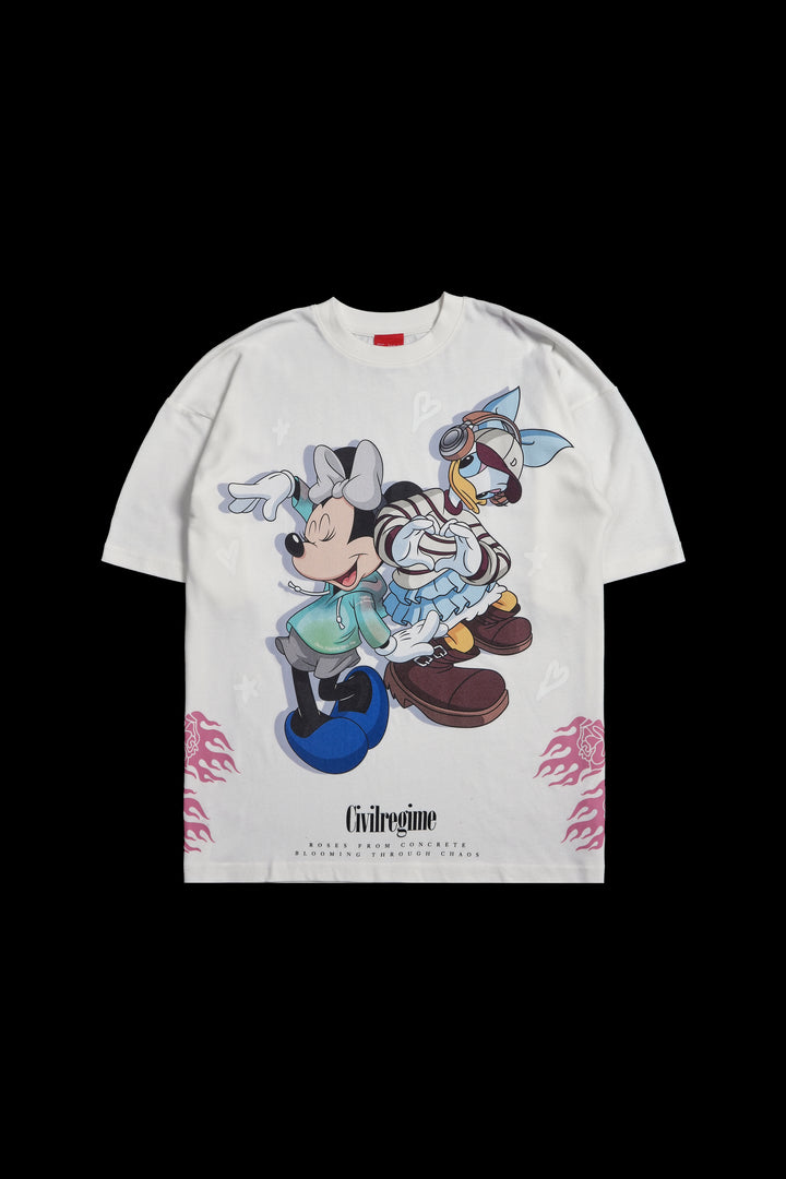 Minnie And Daisy American Classic Oversized Tee in Butter