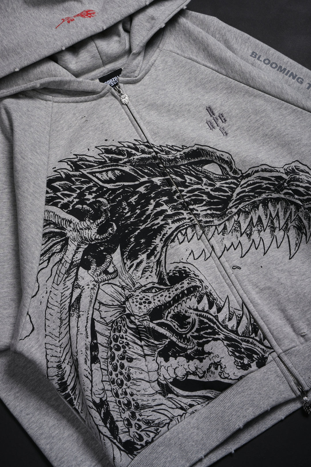 Zilla Fineline Destroy Hoodie in Charcoal Heather