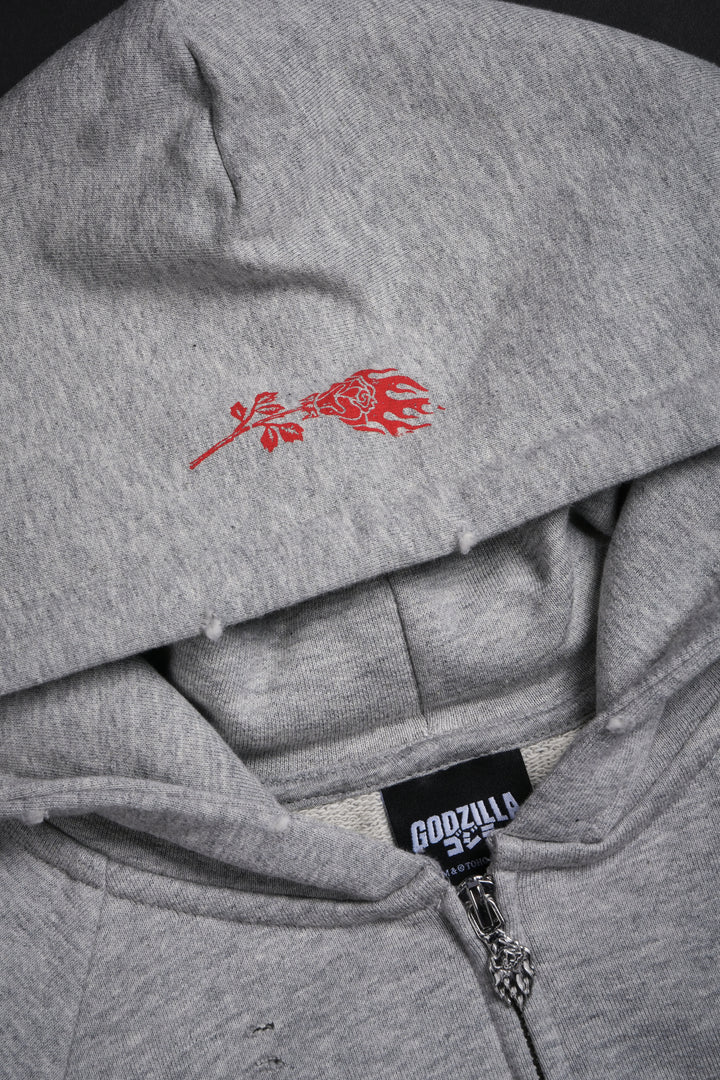 Zilla Fineline Destroy Hoodie in Charcoal Heather