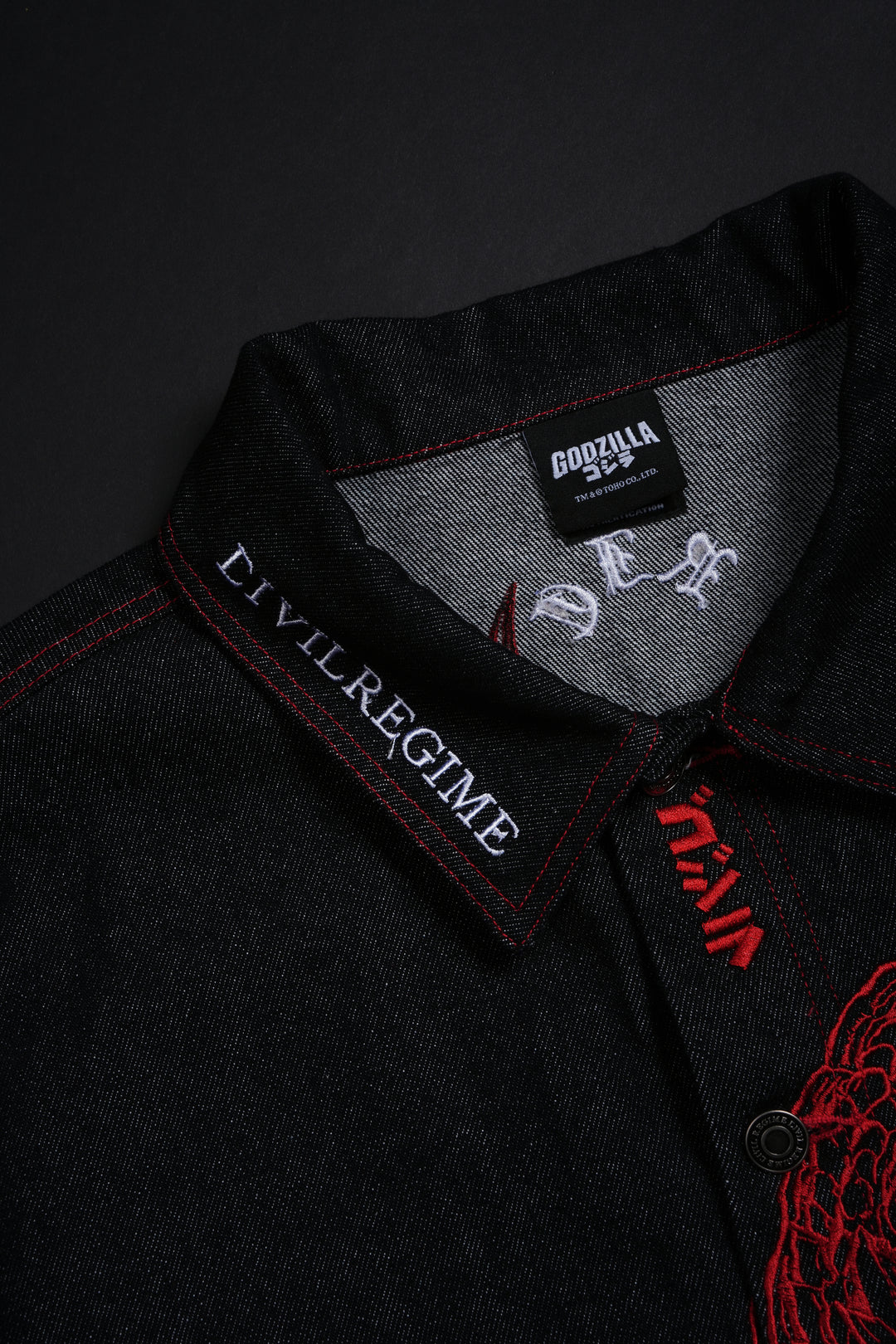 Flames And Agony Raw Denim Jean Jacket in Black