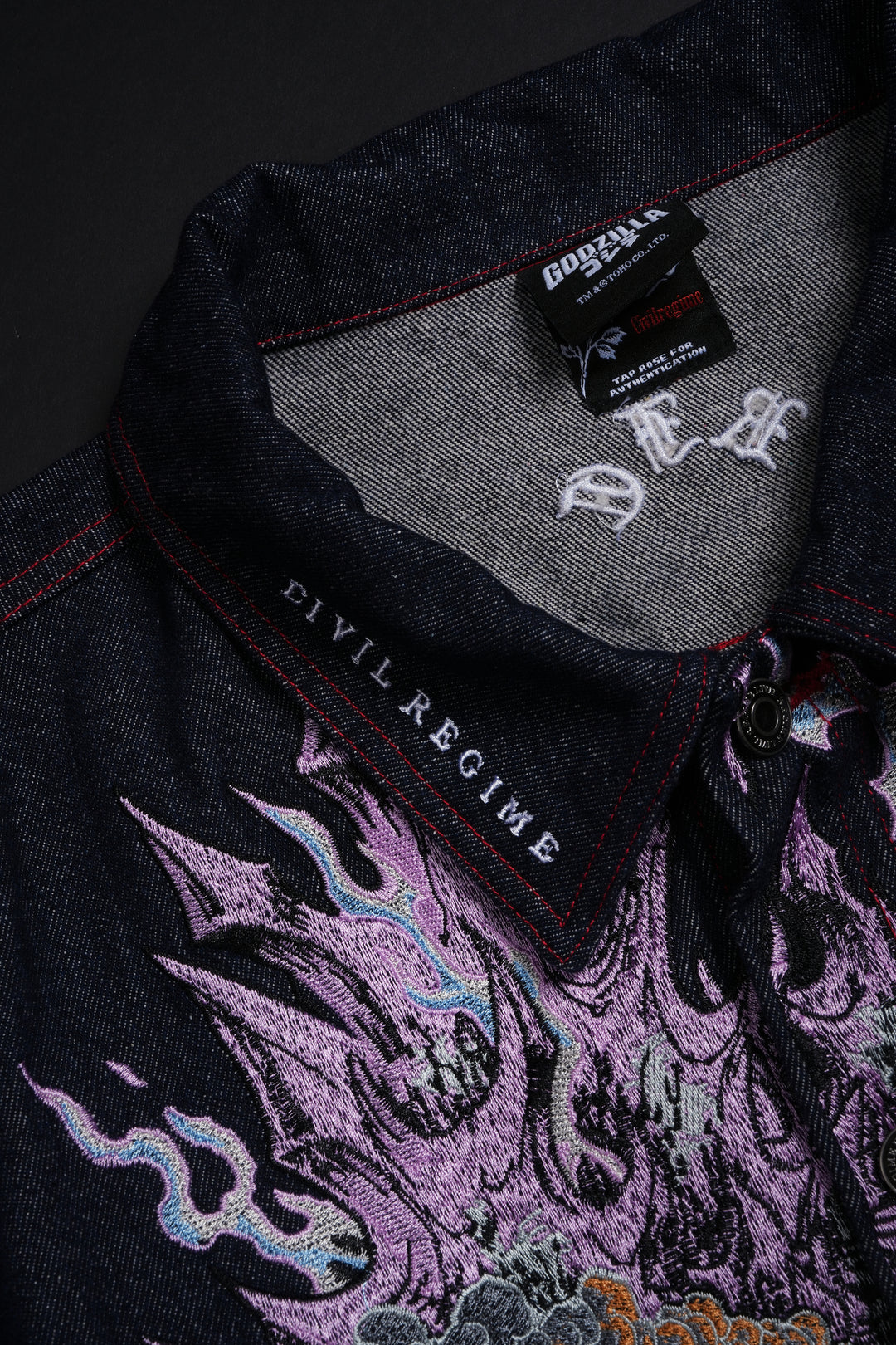 Deep Blue Attack Raw Denim Jean Jacket in Blue
