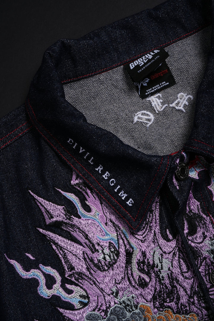 Deep Blue Attack Raw Denim Jean Jacket in Blue