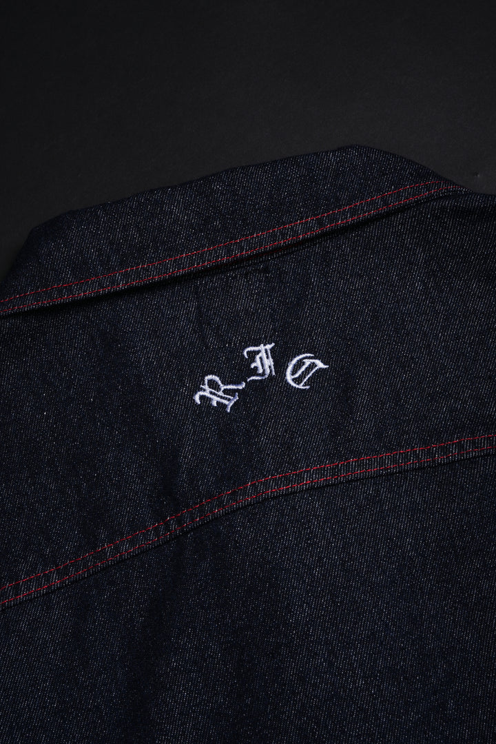 Deep Blue Attack Raw Denim Jean Jacket in Blue
