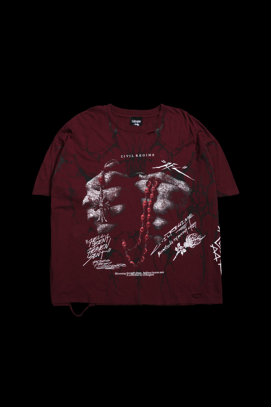 Hold faith Rosary Everyday Basic Tee in Oxblood