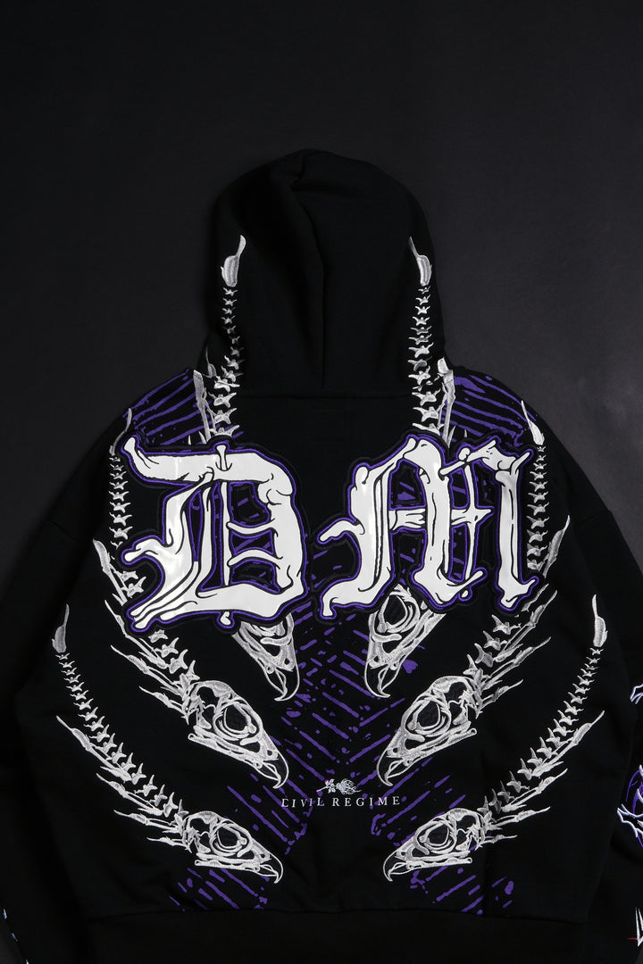 Dirty Dom Wanted Full Zip Up Hoodie in Black