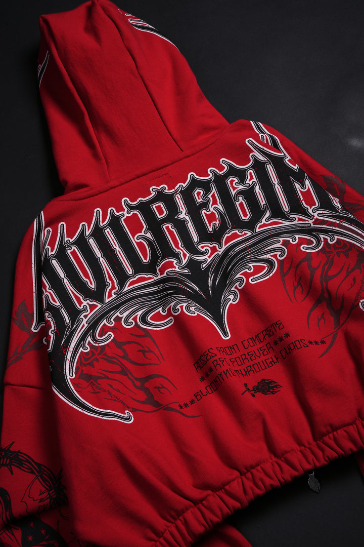 Bloom &amp; Conquer Ultra Cropped Hoodie in Equestrian Red