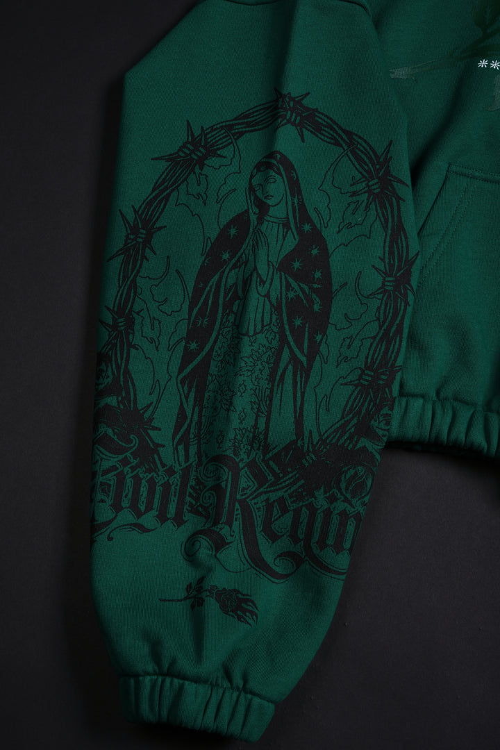Bloom &amp; Conquer Ultra Cropped Hoodie in Deep Green