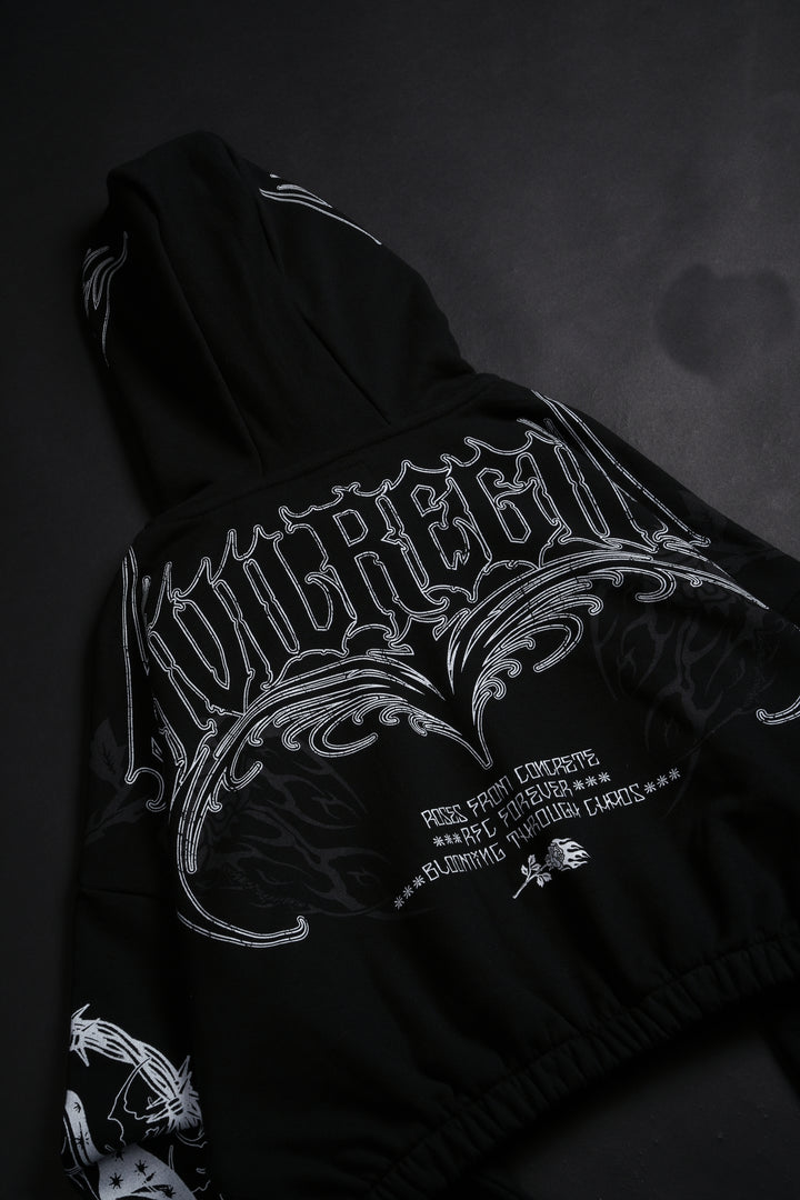 Bloom &amp; Conquer Ultra Cropped Hoodie in Black