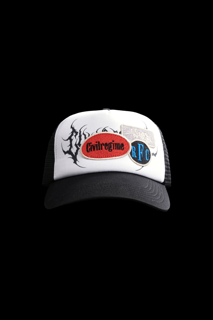 Covered Trucker Hat in White/Black