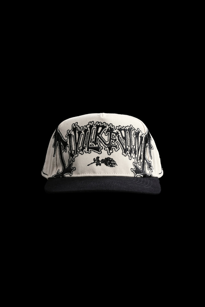 Roses And Bones 5 Panel Snapback Hat in Butter/Black