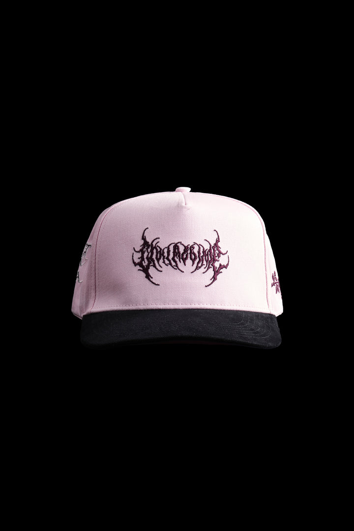 Civil Shuriken 5 Panel Snapback Hat in Baby Pink/Black