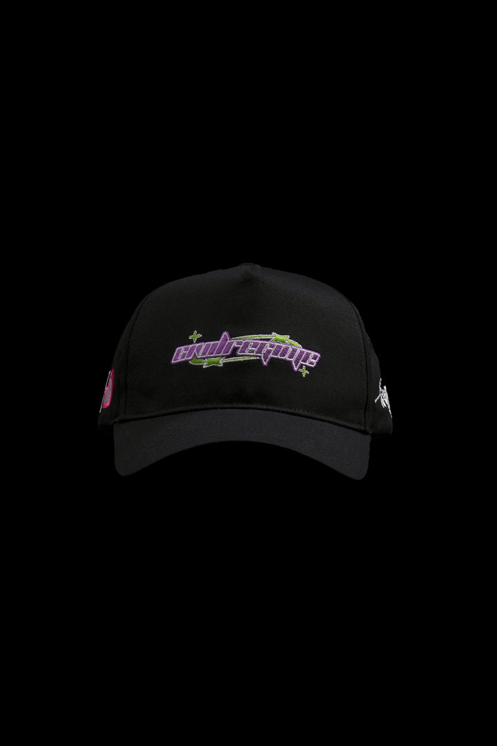 Blossom's Halo 5 Panel Strapback Hat in Black