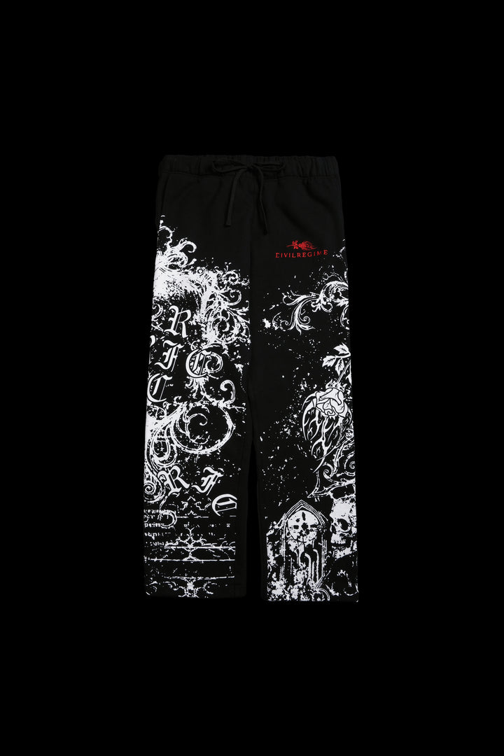 Ancient Ones Eternal Wide Leg Fleece Pants in Black