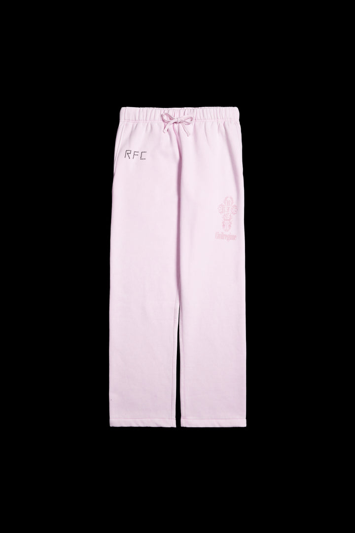 Concrete Sin Wide Leg Fleece Pants in Sun Wash Baby Pink