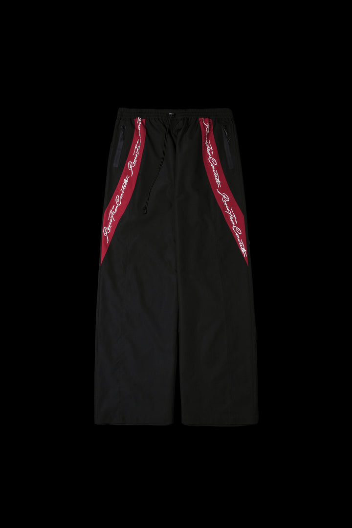 Concrete Script Wide Leg Track Pants in Black/Red/White