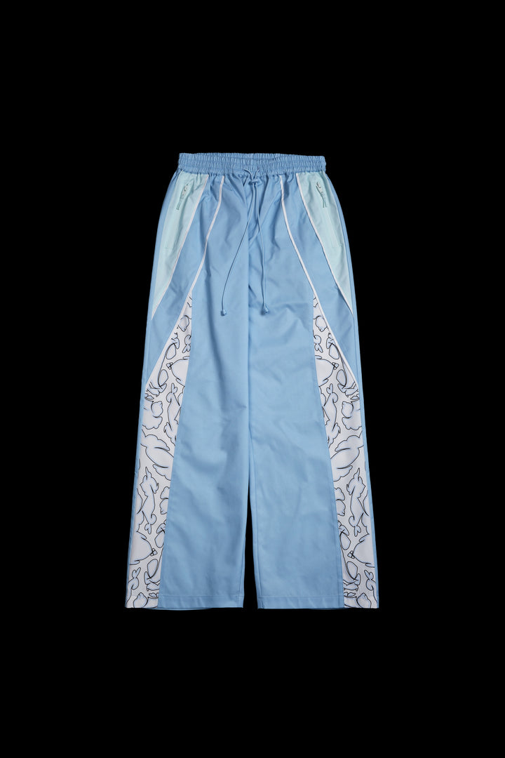 Bubble Trouble Track Pants in Pale Blue