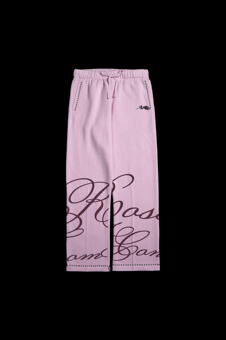 Wickedly Sweet Wide Leg Fleece Pants in Sun Faded Baby Pink