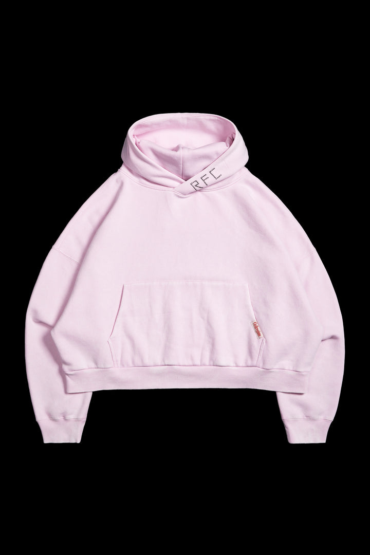 Concrete Sin Odin Oversized Cropped Hoodie in Sun Wash Baby Pink