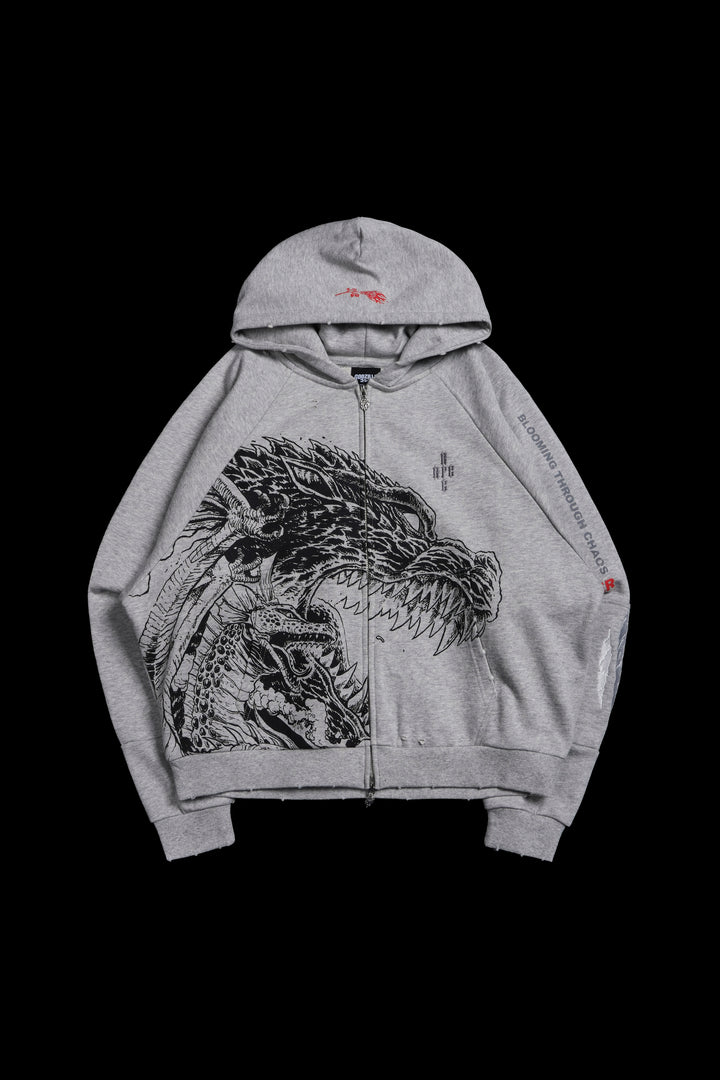 Zilla Fineline Destroy Hoodie in Charcoal Heather