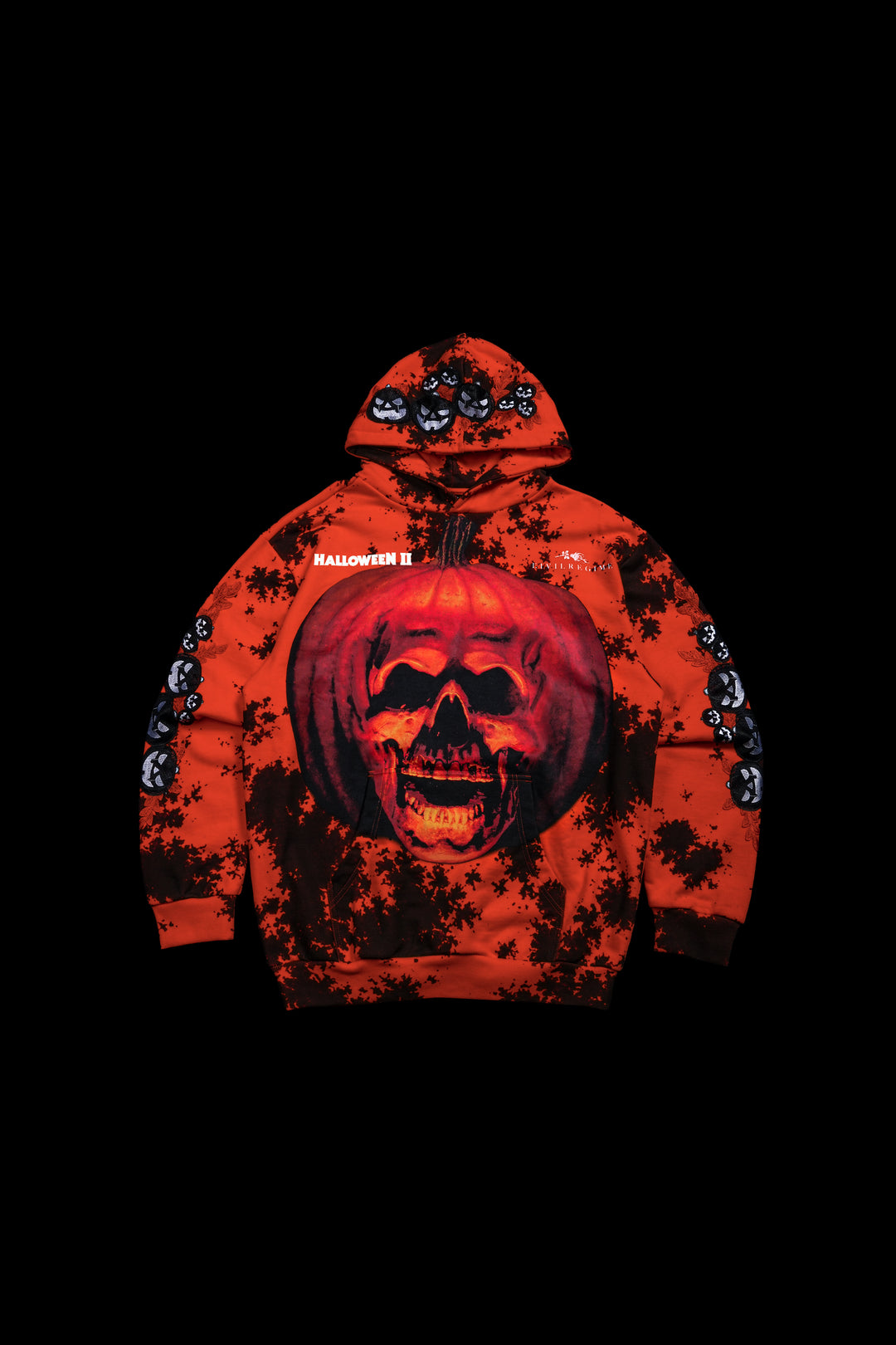 Pure Evil Indie Rose Hoodie in Orange Lava Wash