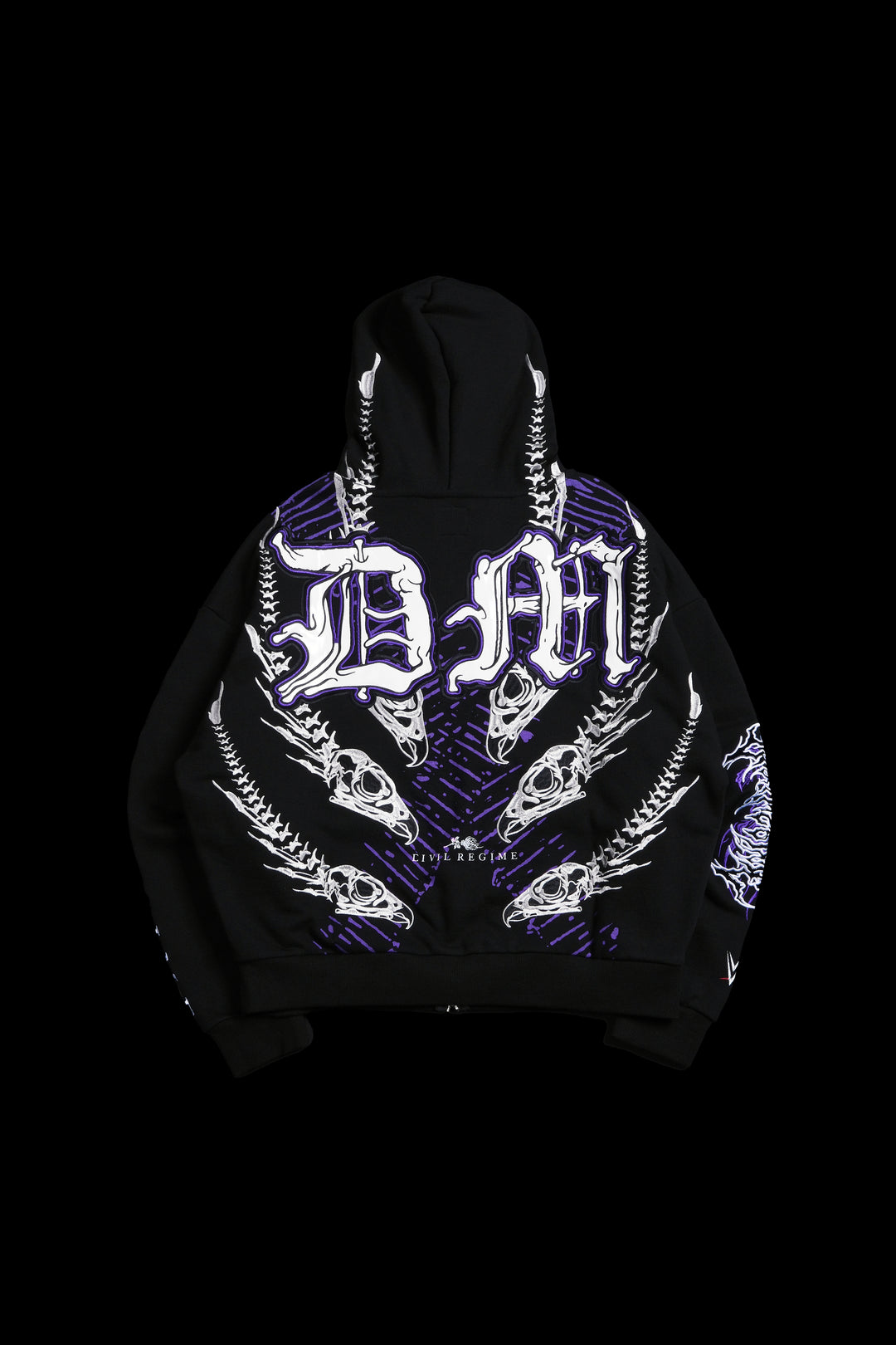 Dirty Dom Wanted Full Zip Up Hoodie in Black