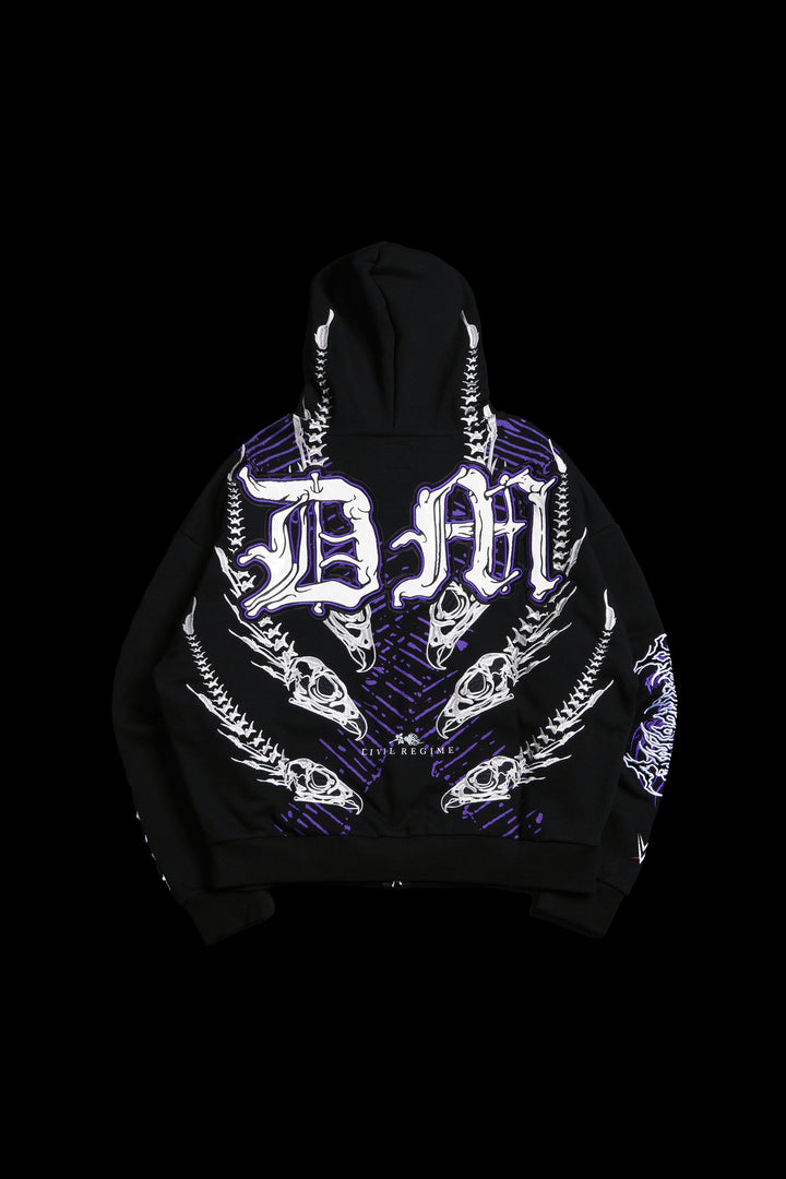 Dirty Dom Wanted Full Zip Up Hoodie in Black