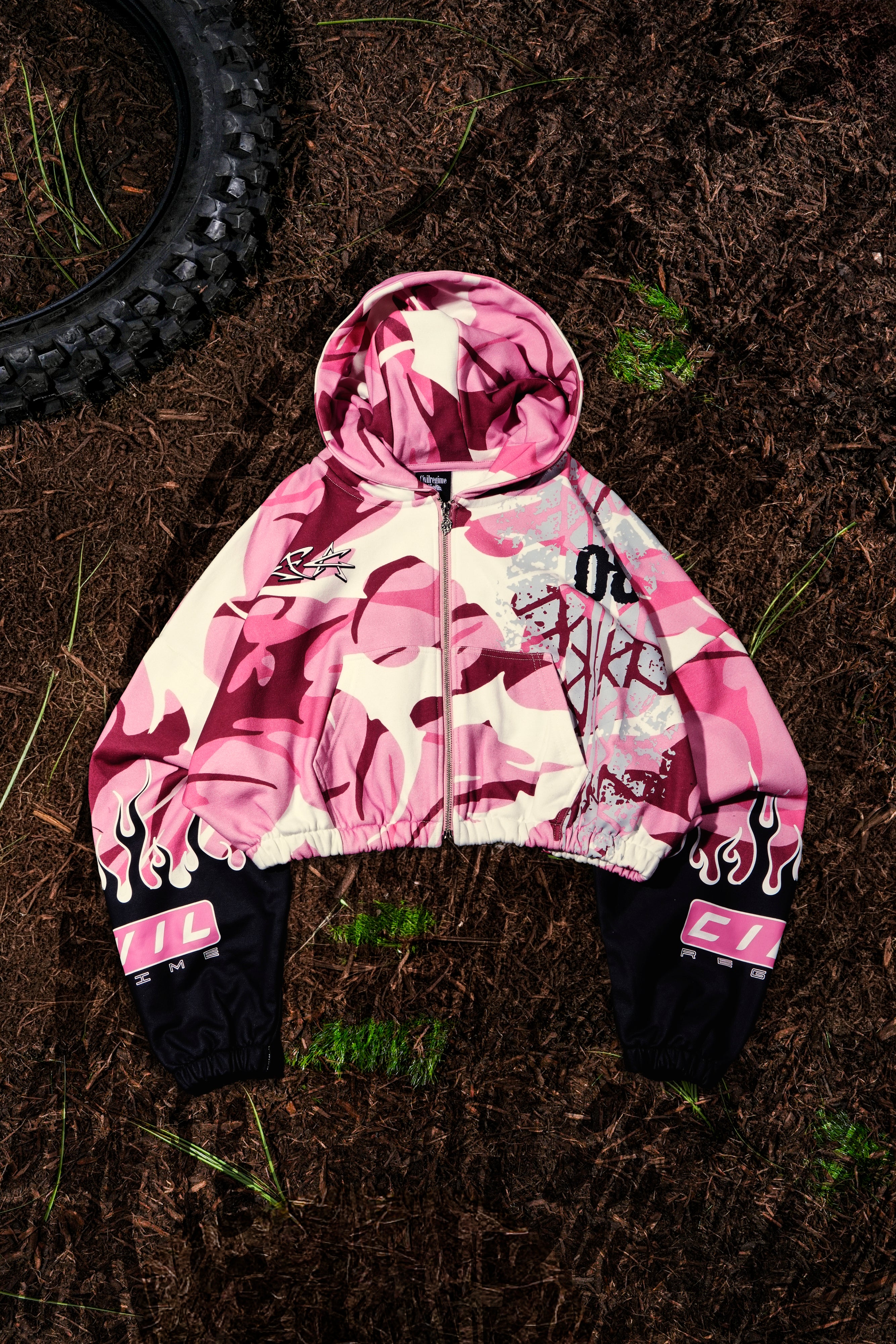 WMX Dept Ultra Crop Zip Up Hoodie in Baby Pink Camo – Civil Regime