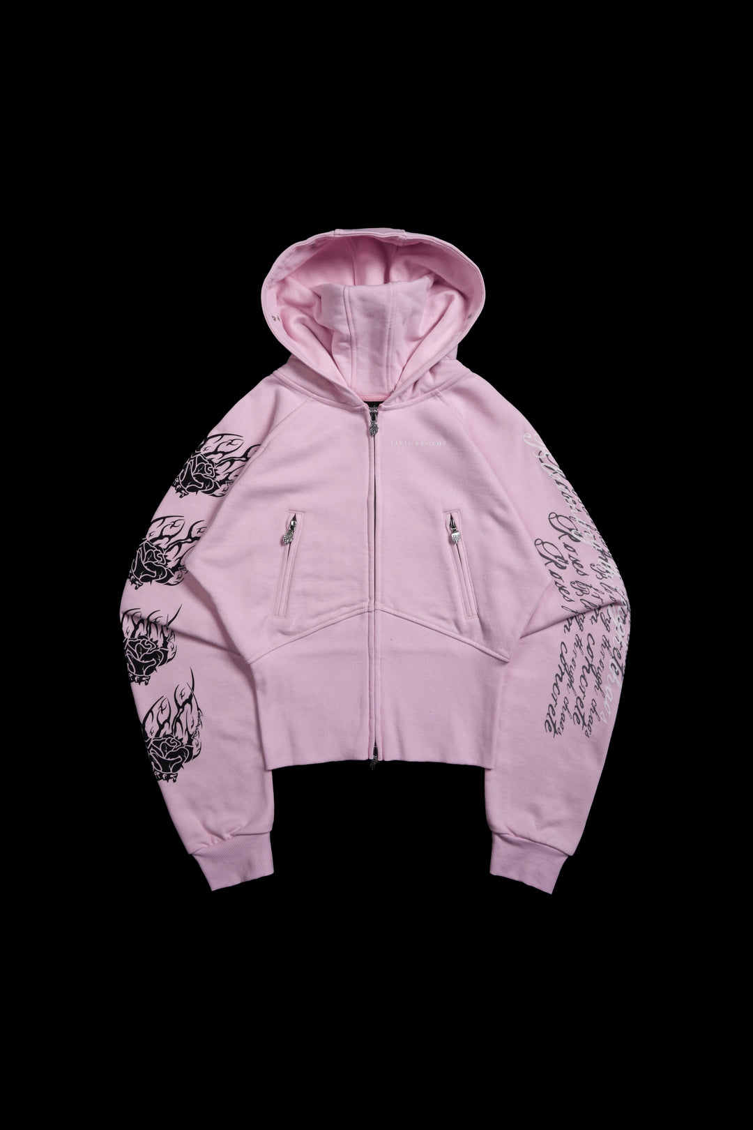 Deadly Alliance Angel Crop Fur Zip Up Hoodie in Baby Pink