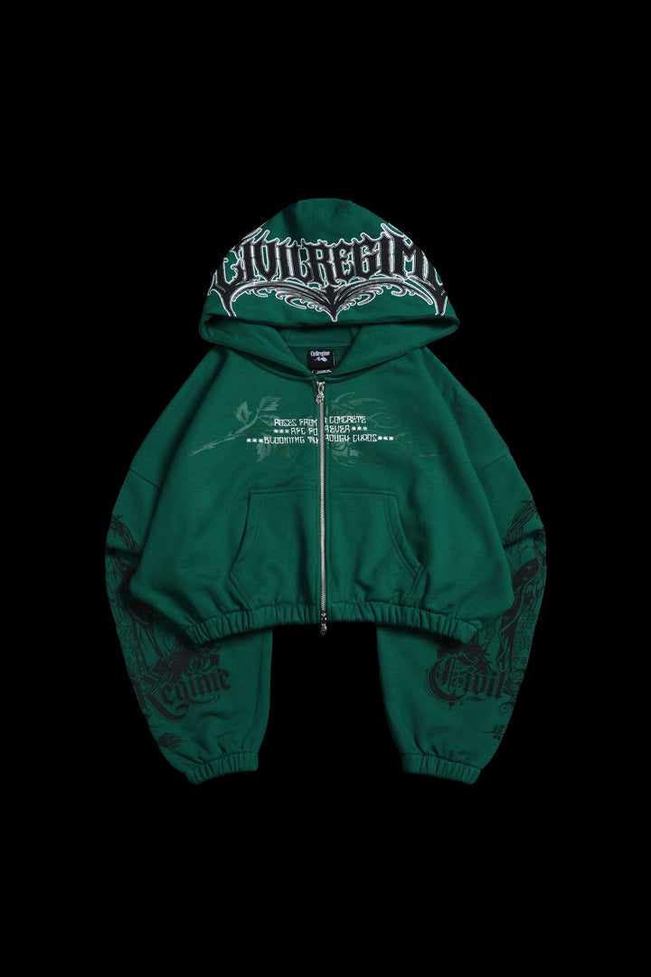 Bloom &amp; Conquer Ultra Cropped Hoodie in Deep Green