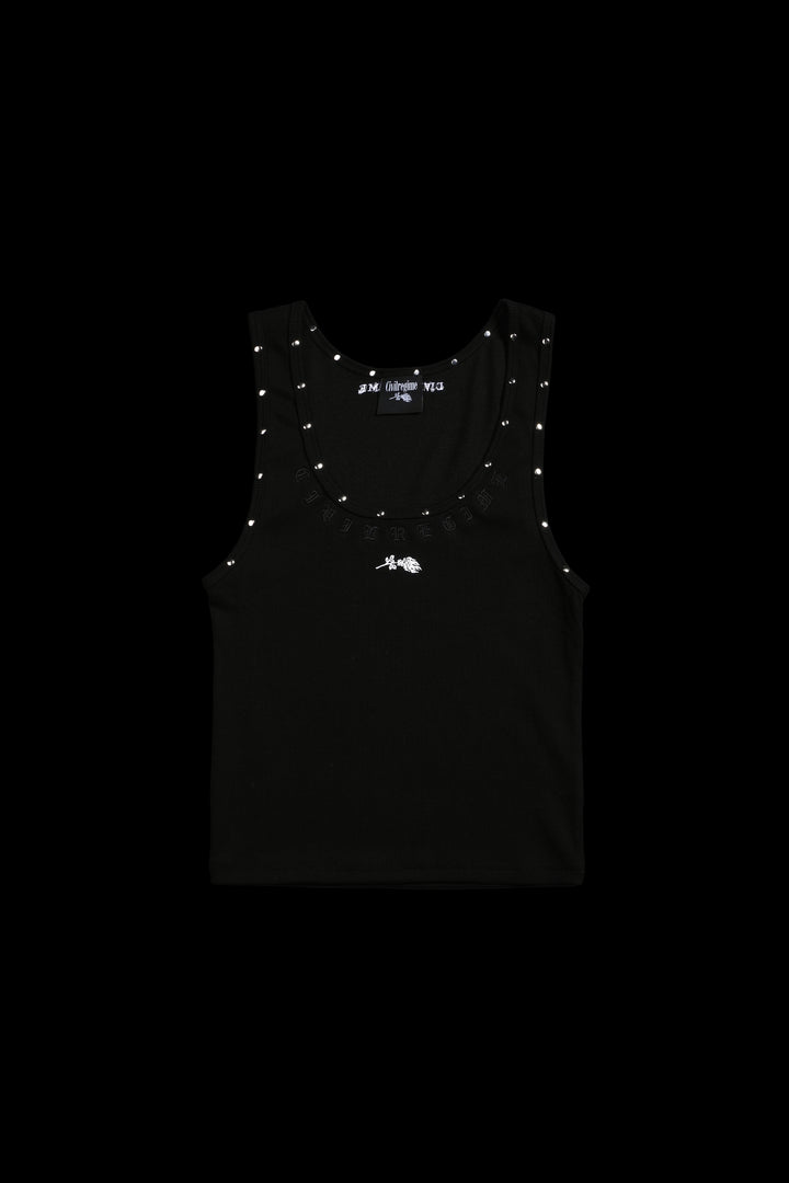 Vengeful Cropped Ribbed Tank in Black