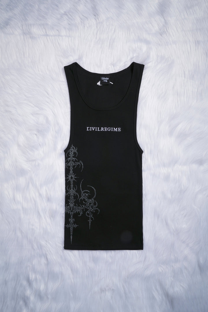 Cyber Bloom Tank Top in Black