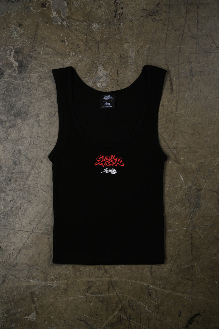 Fighters Forever Cropped Ribbed Tank in Black