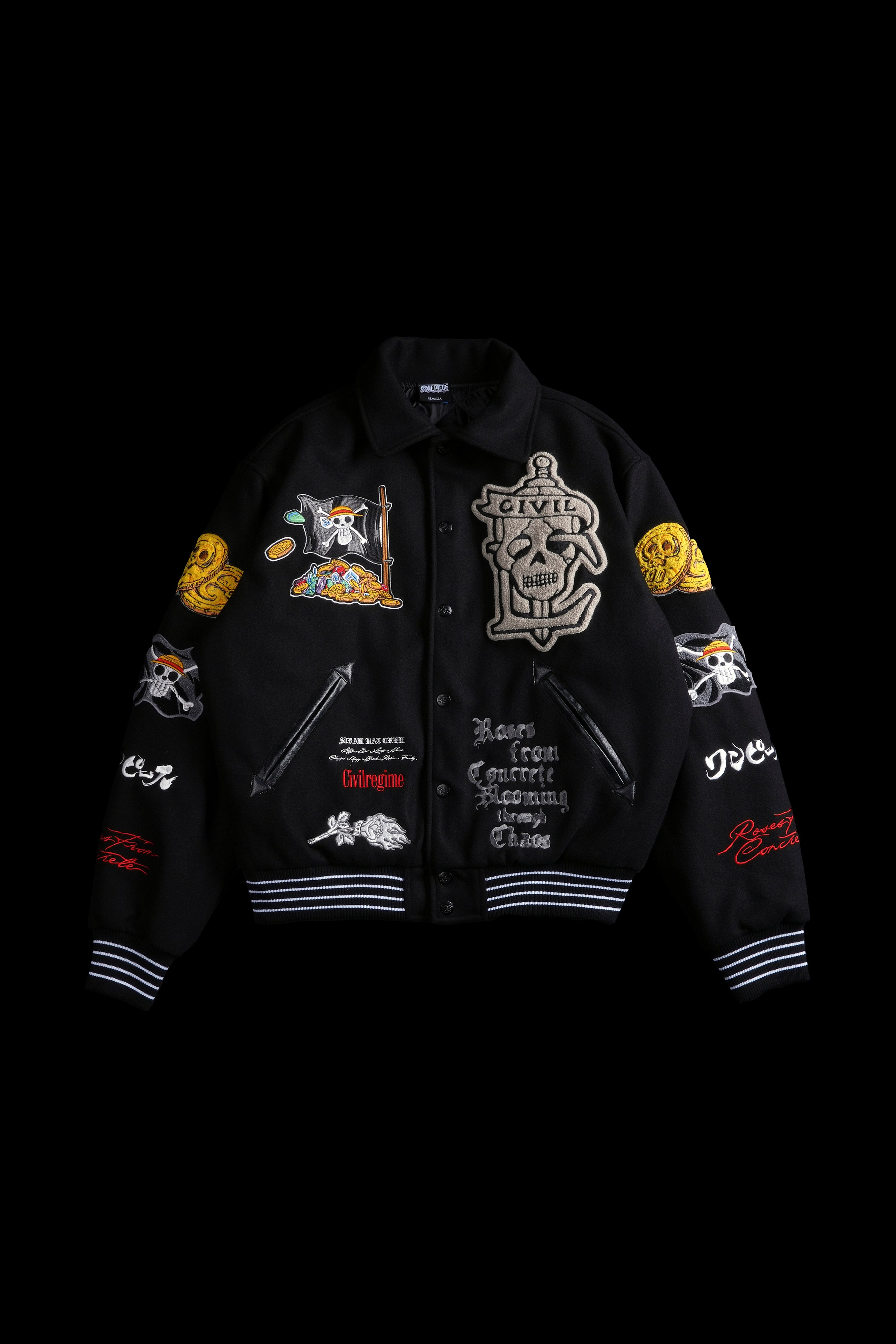 All Hands On Deck Collared Letterman Jacket in Black – Civil Regime